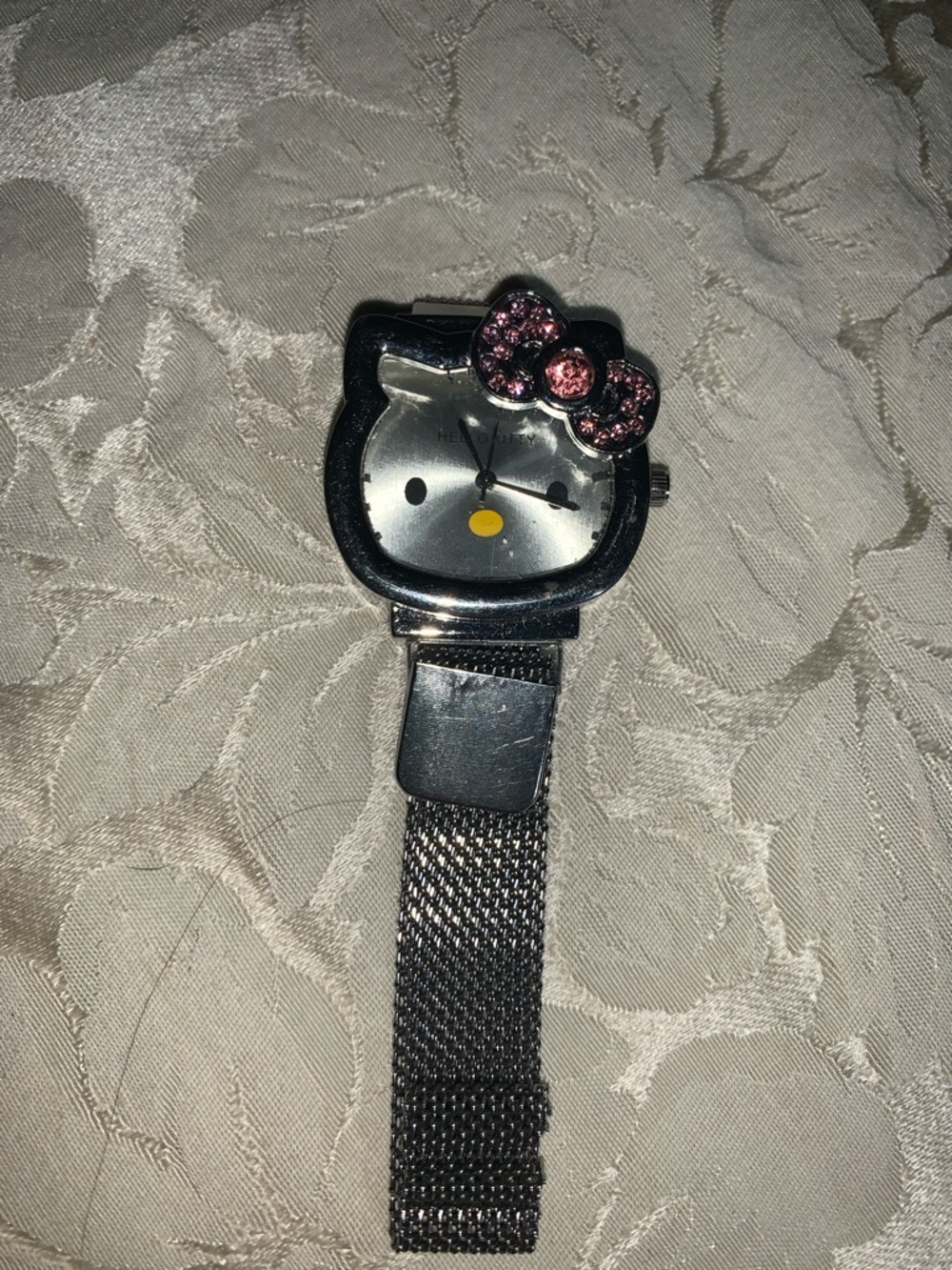 Hello Kitty Silver Watch with Pink Crystal Bow